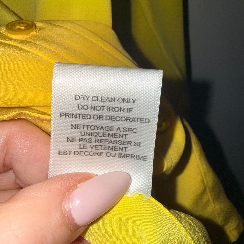 Equipment Brett Silk Button Down Shirt - Lemon Yellow XS - Picture 7 of 7